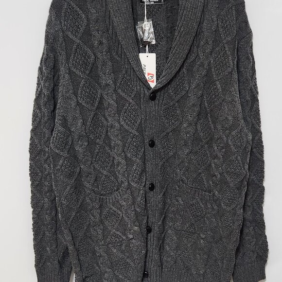 New Goodthreads Men's 2XL Blue Soft Warm Cotton Shawl Cardigan Button Down Sweat - Picture 1 of 7
